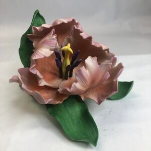 Lenox Parrot Floral Tulip Flower Figurine Ceramic Decor Accent Decor No Box‎ 6"